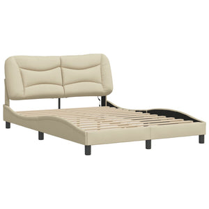vidaXL LED Bed Frame without Mattress "Hvar" Cream 120x200 cm Fabric