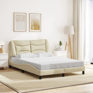 vidaXL LED Bed Frame without Mattress "Hvar" Cream 120x200 cm Fabric