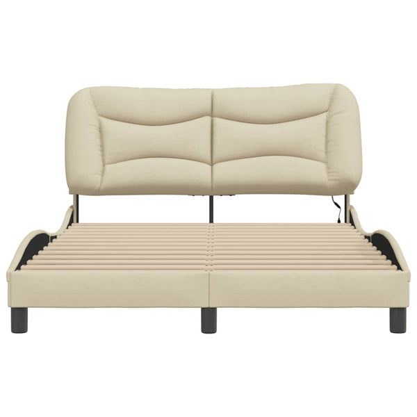 vidaXL LED Bed Frame without Mattress "Hvar" Cream 120x200 cm Fabric