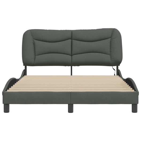 Bettgestell Dunkelgrau 140x190 cm mit LED