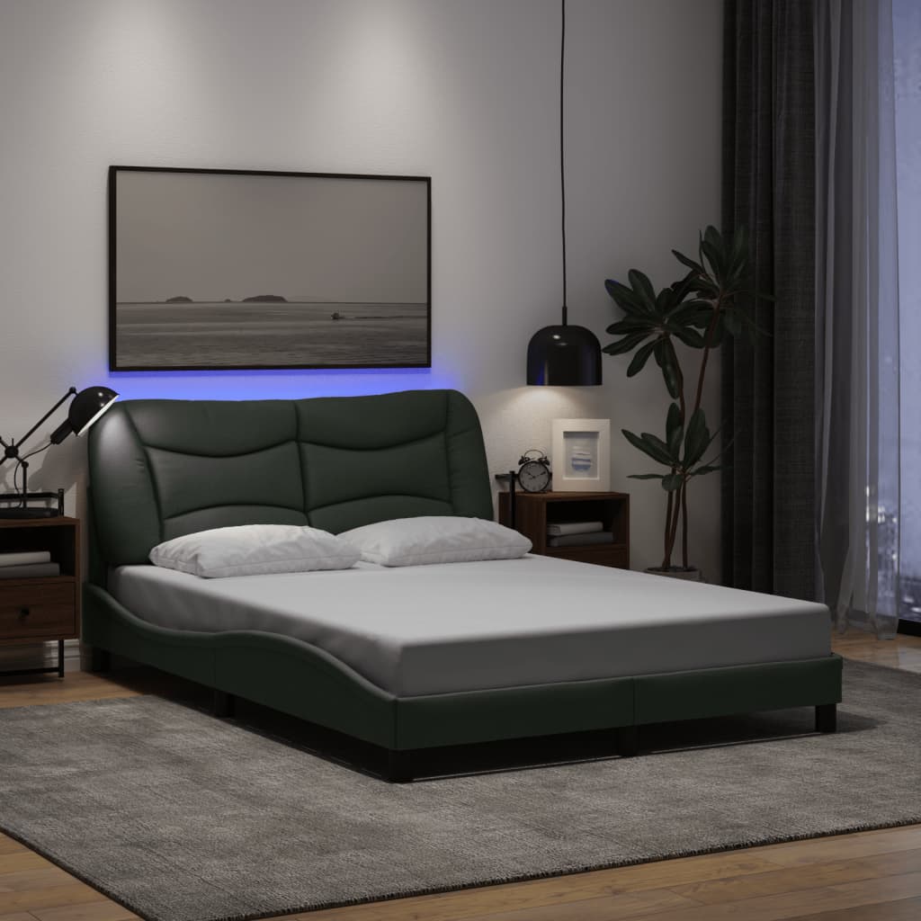 Bettgestell Dunkelgrau 140x190 cm mit LED