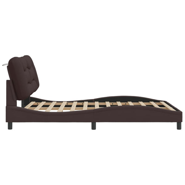 Bettgestell Dunkelbraun 140x190 cm mit LED