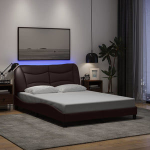 Bettgestell Dunkelbraun 140x190 cm mit LED