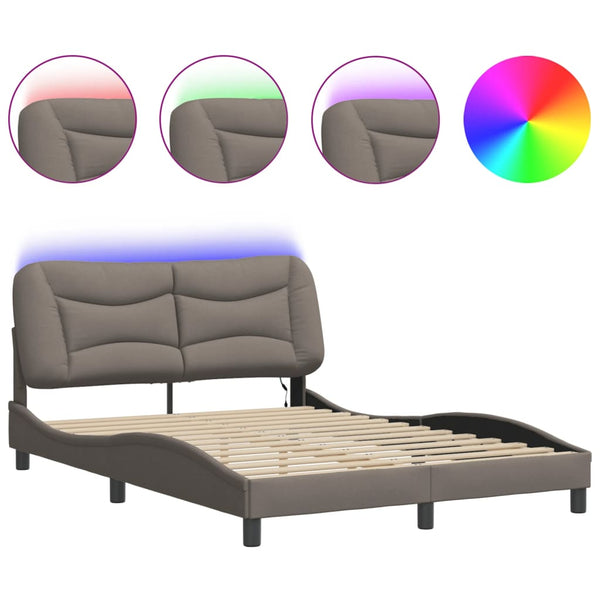 Bettgestell mit LED Taupe 140x190 cm