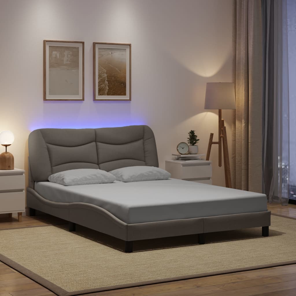 Bettgestell mit LED Taupe 140x190 cm