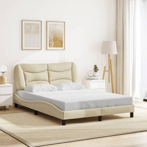 Bettgestell mit LED Creme 140x190 cm