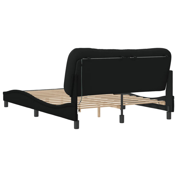 Bettgestell mit LED Schwarz 140x200 cm