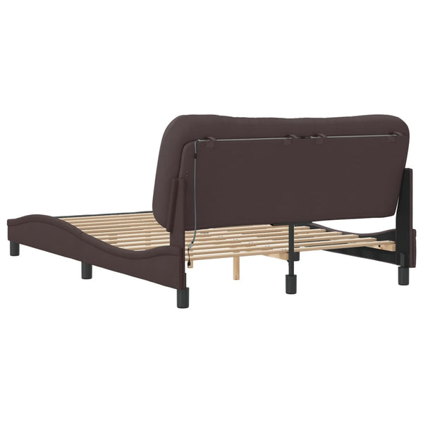 Bettgestell Dunkelbraun 140x200 cm mit LED