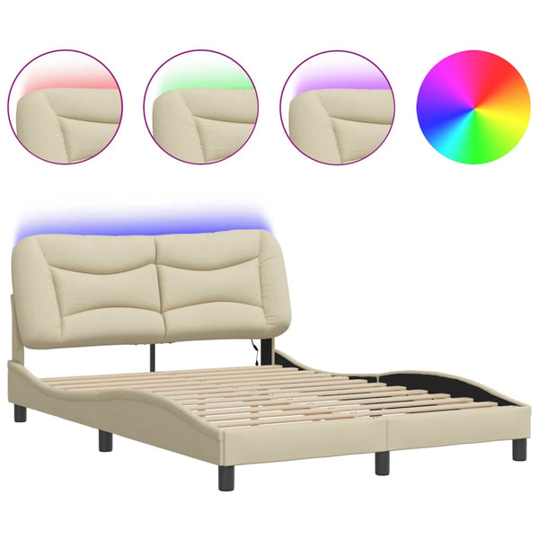 Bettgestell mit LED Creme 140x200 cm