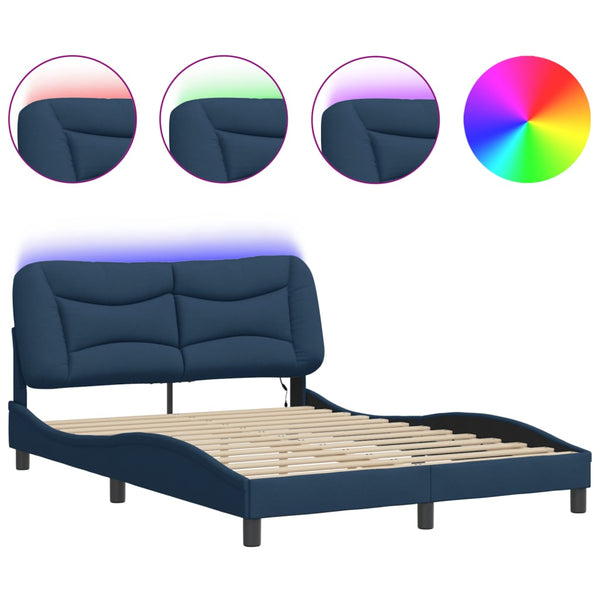 Bettgestell mit LED 140x200 cm Blau