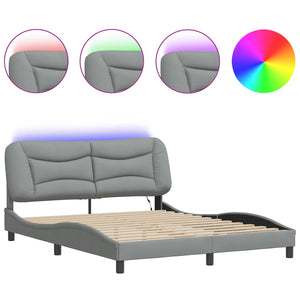 Bettgestell mit LED Hellgrau 160x200 cm