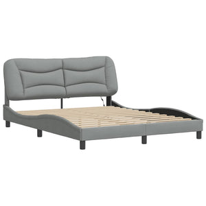 Bettgestell mit LED Hellgrau 160x200 cm
