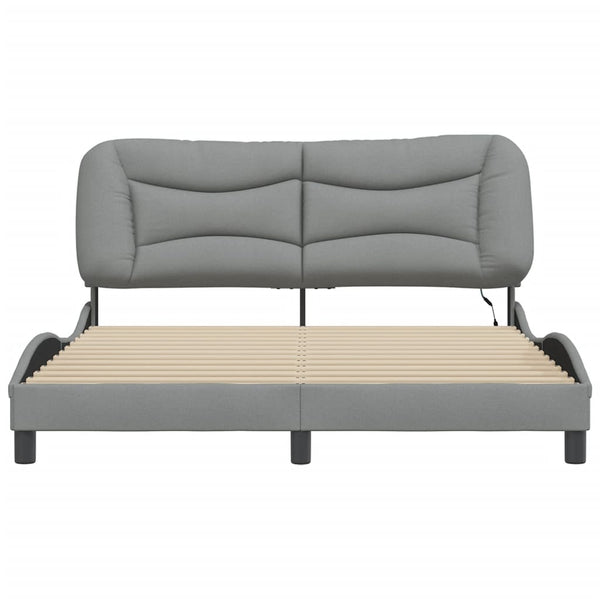 Bettgestell mit LED Hellgrau 160x200 cm
