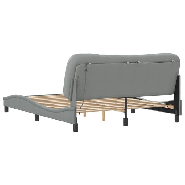 Bettgestell mit LED Hellgrau 160x200 cm