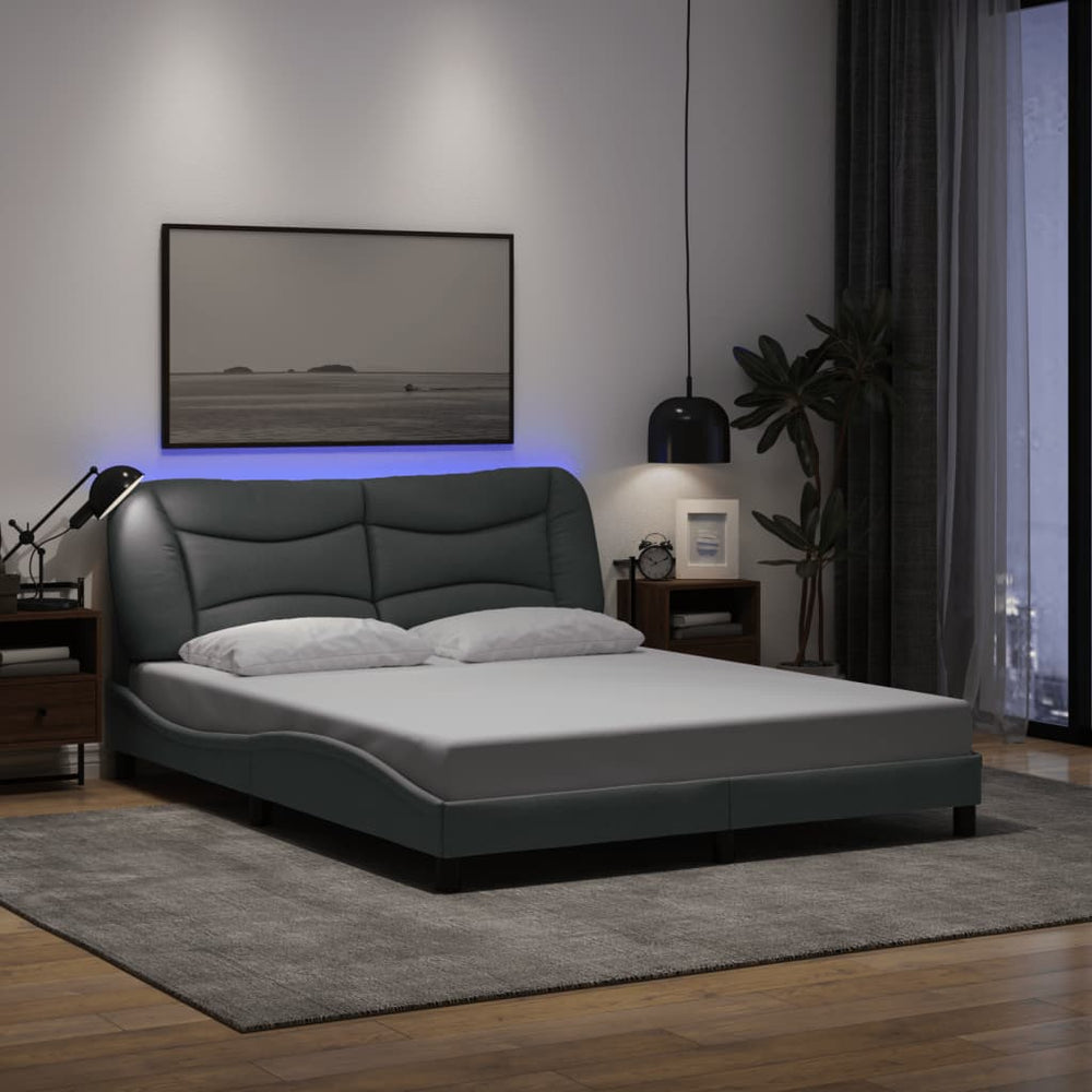 Bettgestell mit LED Hellgrau 160x200 cm
