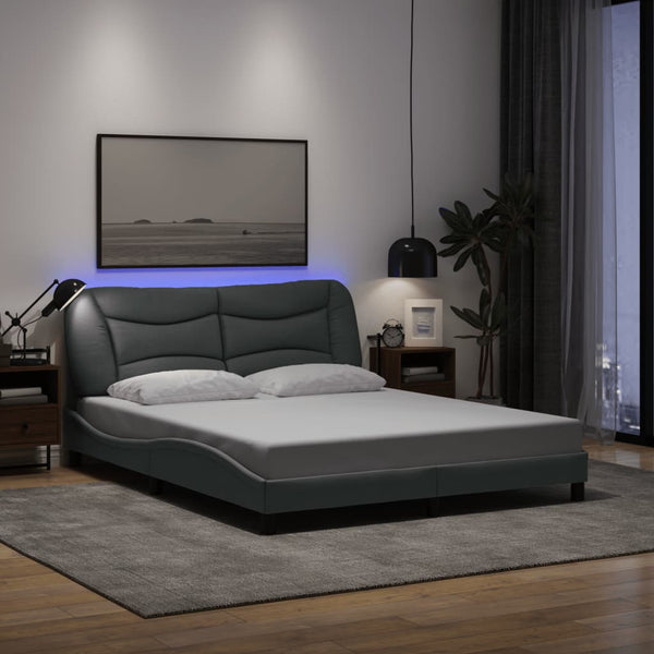 Bettgestell mit LED Hellgrau 160x200 cm
