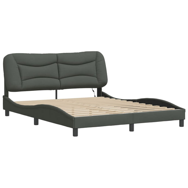 vidaXL LED Bed Frame without Mattress "Hvar" Dark Gray 160x200 cm Fabric