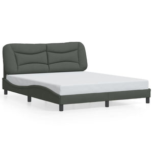 vidaXL LED Bed Frame without Mattress "Hvar" Dark Gray 160x200 cm Fabric