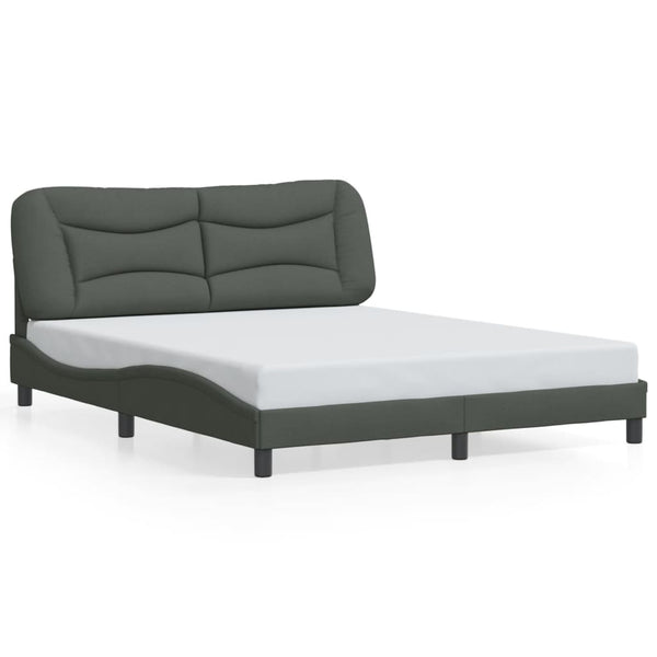 vidaXL LED Bed Frame without Mattress "Hvar" Dark Gray 160x200 cm Fabric