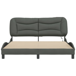 vidaXL LED Bed Frame without Mattress "Hvar" Dark Gray 160x200 cm Fabric