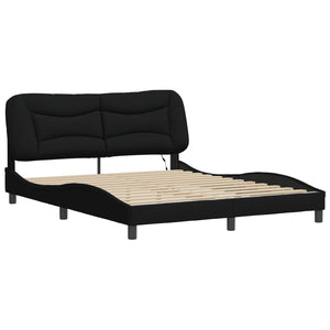Bettgestell mit LED Schwarz 160x200 cm