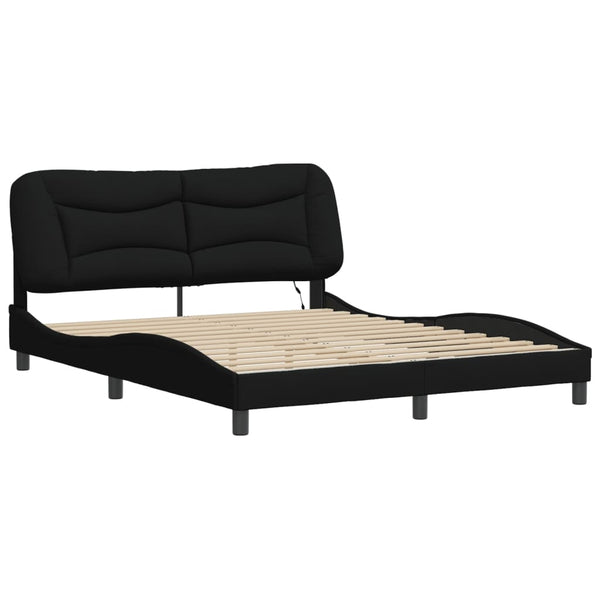Bettgestell mit LED Schwarz 160x200 cm