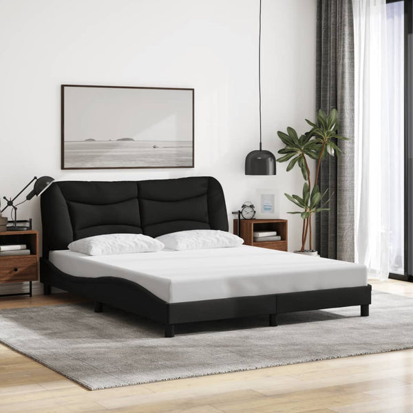 Bettgestell mit LED Schwarz 160x200 cm