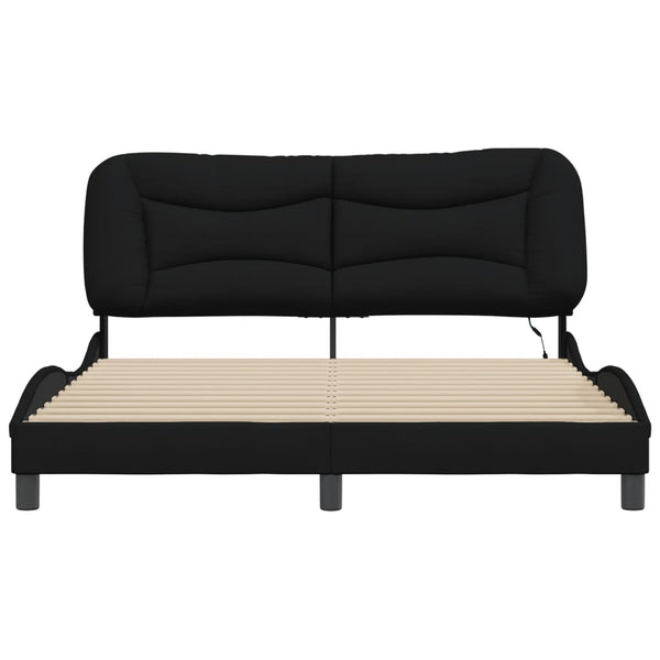 Bettgestell mit LED Schwarz 160x200 cm