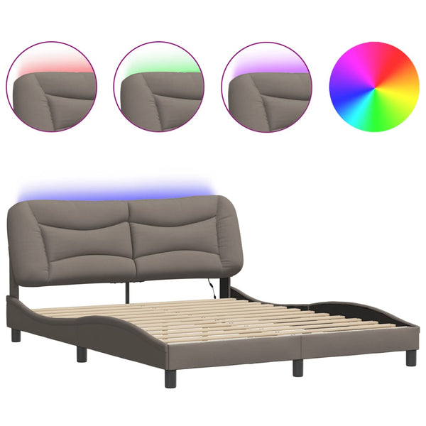 Bettgestell mit LED 160x200 cm Taupe
