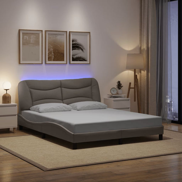 Bettgestell mit LED 160x200 cm Taupe