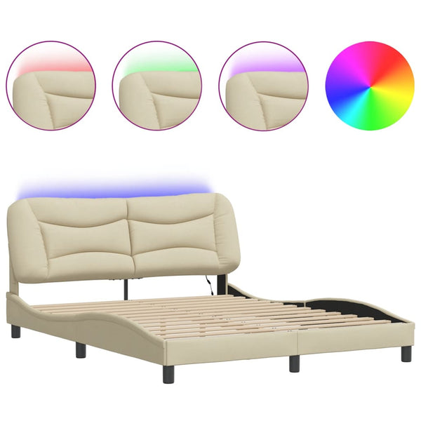 Bettgestell mit LED Creme 160x200 cm