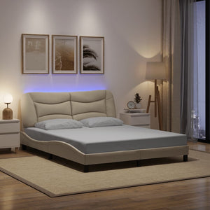 Bettgestell mit LED Creme 160x200 cm