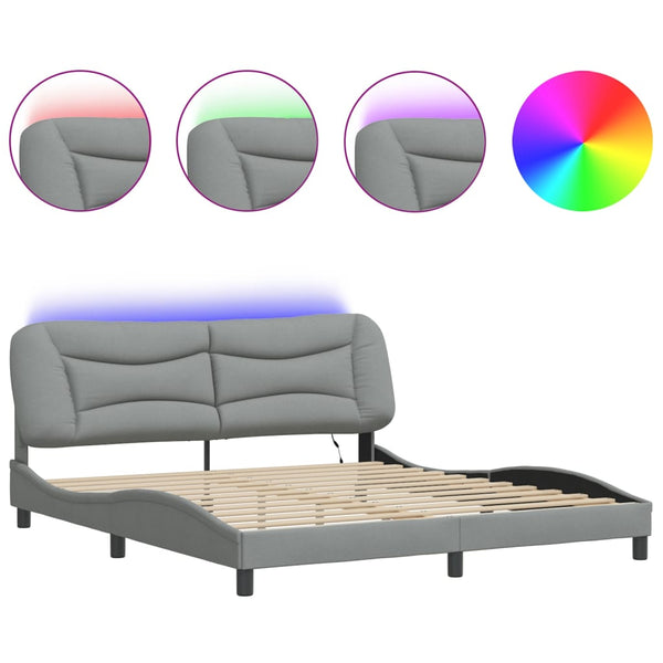 Bettgestell mit LED Hellgrau 180x200 cm