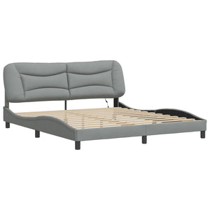 Bettgestell mit LED Hellgrau 180x200 cm