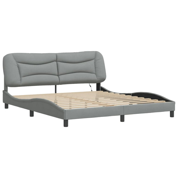 Bettgestell mit LED Hellgrau 180x200 cm