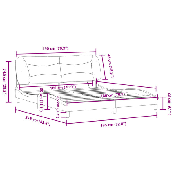 Bettgestell mit LED Hellgrau 180x200 cm
