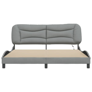 Bettgestell mit LED Hellgrau 180x200 cm