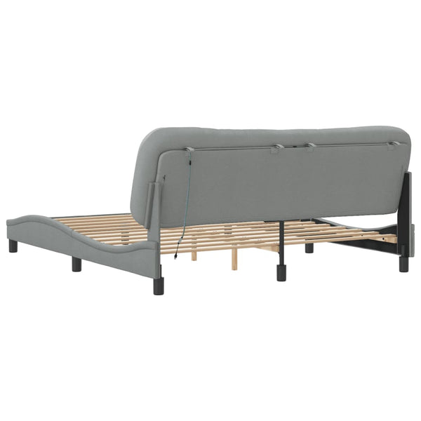 Bettgestell mit LED Hellgrau 180x200 cm