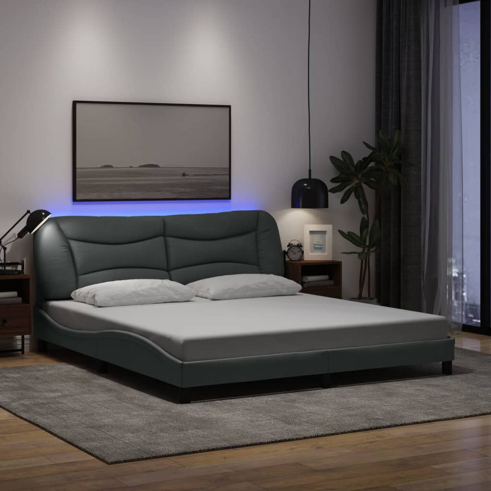 Bettgestell mit LED Hellgrau 180x200 cm