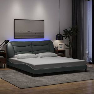 Bettgestell mit LED Hellgrau 180x200 cm
