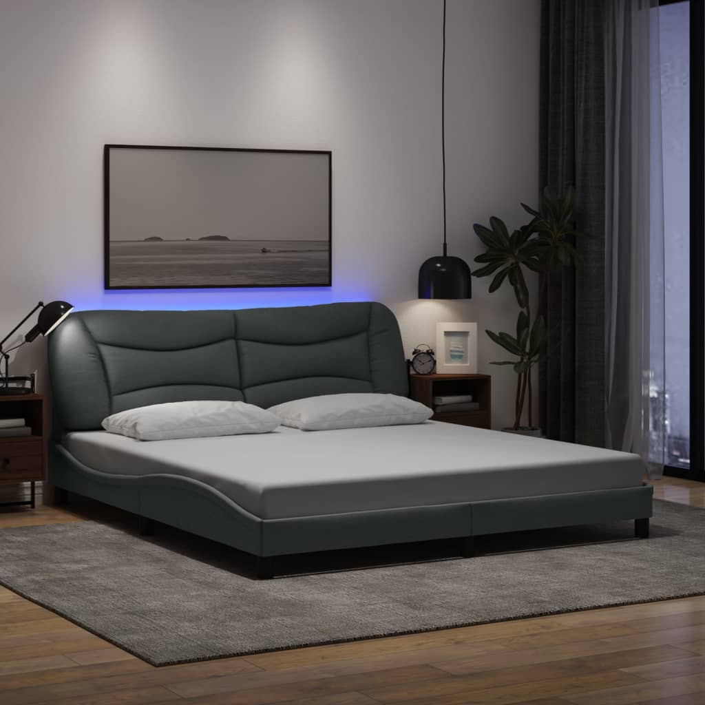 Bettgestell mit LED Hellgrau 180x200 cm