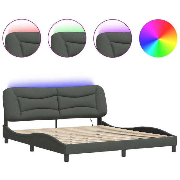 Bettgestell mit LED Dunkelgrau 180x200 cm
