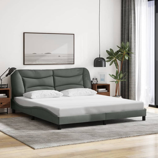 Bettgestell mit LED Dunkelgrau 180x200 cm