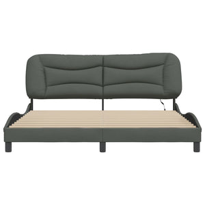 Bettgestell mit LED Dunkelgrau 180x200 cm