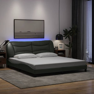 Bettgestell mit LED Dunkelgrau 180x200 cm