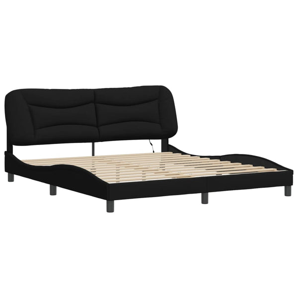 Bettgestell mit LED Schwarz 180x200 cm