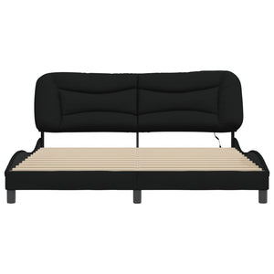 Bettgestell mit LED Schwarz 180x200 cm