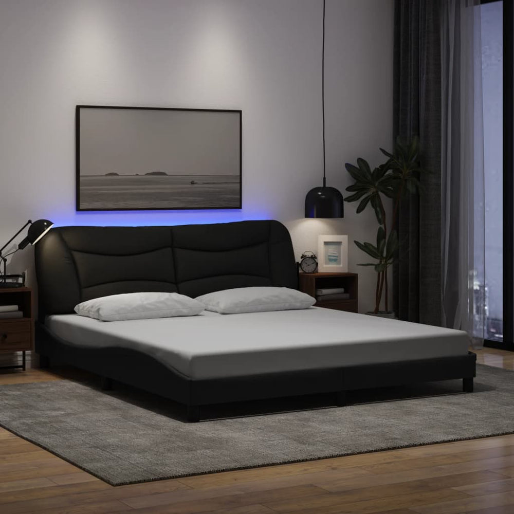 Bettgestell mit LED Schwarz 180x200 cm