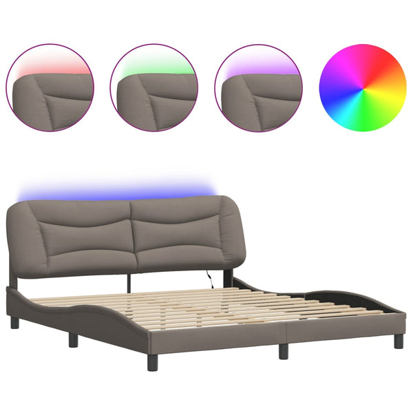Bettgestell mit LED Taupe 180x200 cm