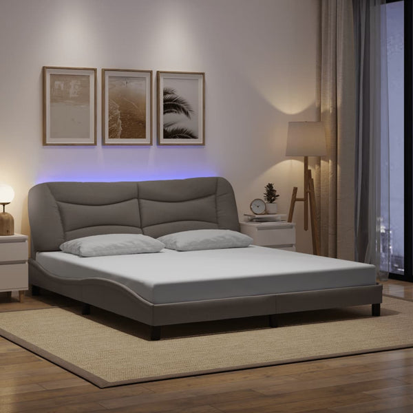 Bettgestell mit LED Taupe 180x200 cm